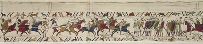 La caballería normanda ataca la muralla de escudos inglesa y comienza la batalla, Tapiz de Bayeux de Unbekannt Unbekannt